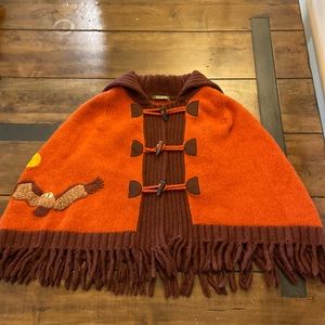 eco-ganik - vintage knitted woman’s poncho - organic cotton - size small